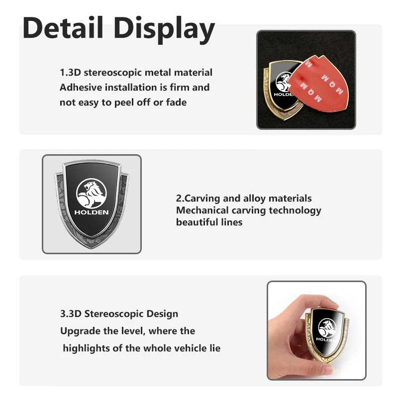 For Holden Car Styling 3D Shield Metal Emblem Badge Sticker Decoration Decal Colorado Captiva Commodor VY VZ HSV Astra VT VX VU