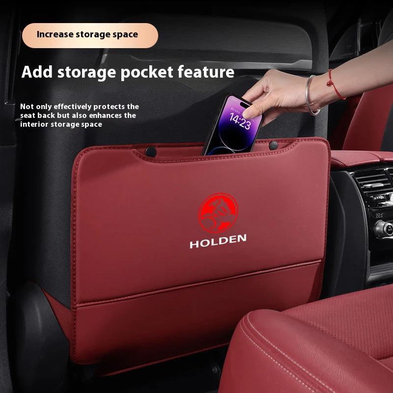 Car Seat Back Protection Anti-Kick Pad Rear Seat Storage Bag For Holden Commodore Monaro Trailblazer Badge Emblem Colorado