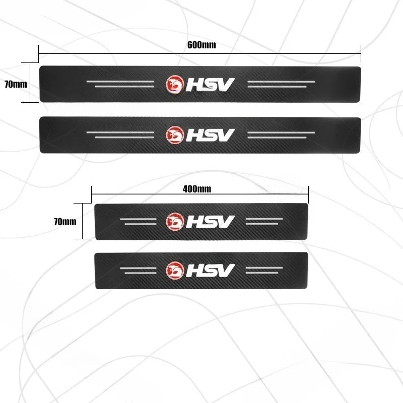 4/5pcs For Holden HSV Logo Barina Commodore Maloo Colorado Carbon Fiber Door Threshold Sill Strip Trim Decals Trunk Car Stickers