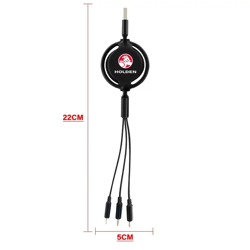 3-in-1 Charging Cable for Apple, Type-C, and Android  For Holden  Astra Commodore Cruze Caprice VZ VT VX VU VY Ve Colorado HSV