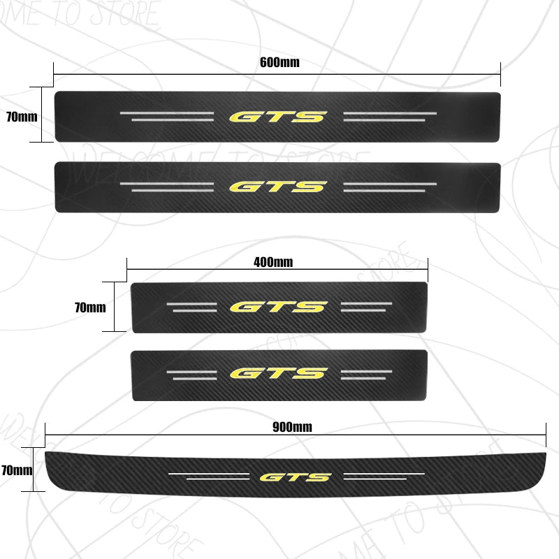 4/5pcs For Holden GTS Gen-F GTO GTSR Logo Cruze Maloo R8 Carbon Fiber Door Threshold Sill Strip Trim Decals Trunk Car Stickers