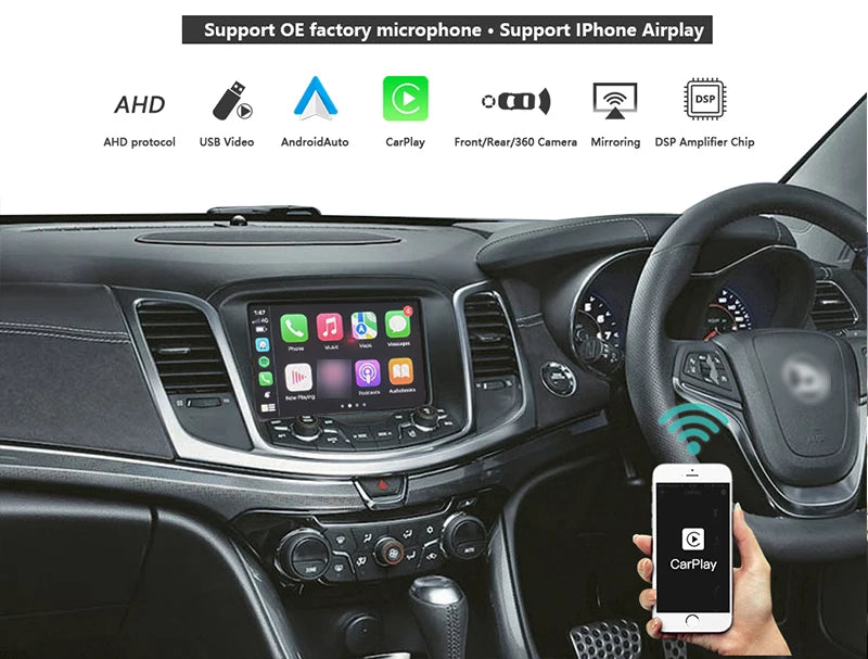 kSmart auto Wireless CarPlay AndroidAuto Retrofit for Holden Commodore VF1 VF2 MyLink system Support OEM Microphone