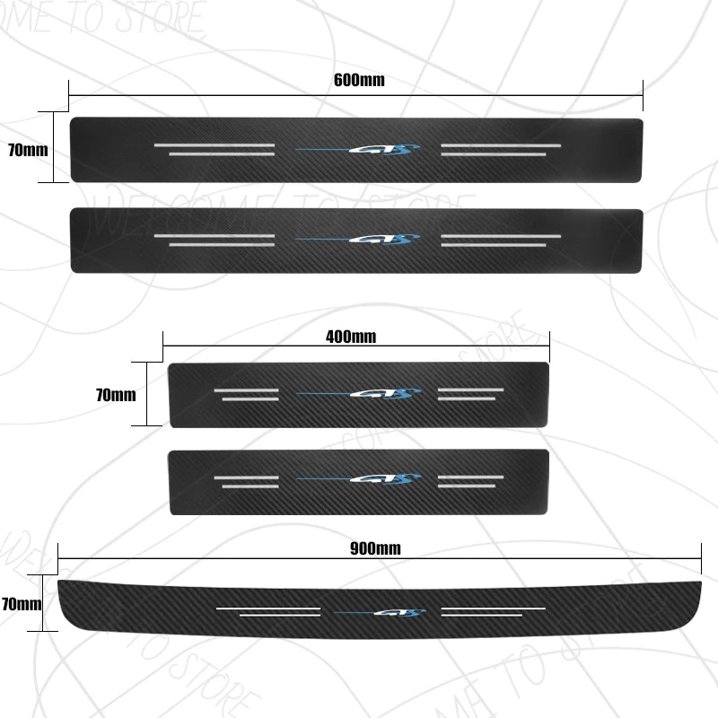 4/5pcs For Holden GTS Gen-F GTO GTSR Logo Cruze Maloo R8 Carbon Fiber Door Threshold Sill Strip Trim Decals Trunk Car Stickers