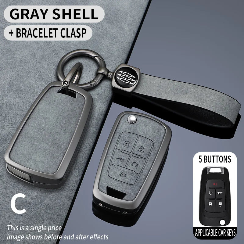For Chevrolet Car Key Fob for Chevrolet Chevy Cruze Malibu Camaro Aveo Equinox Impala Sonic 3 4 5 Buttons Metal Key Case Cover