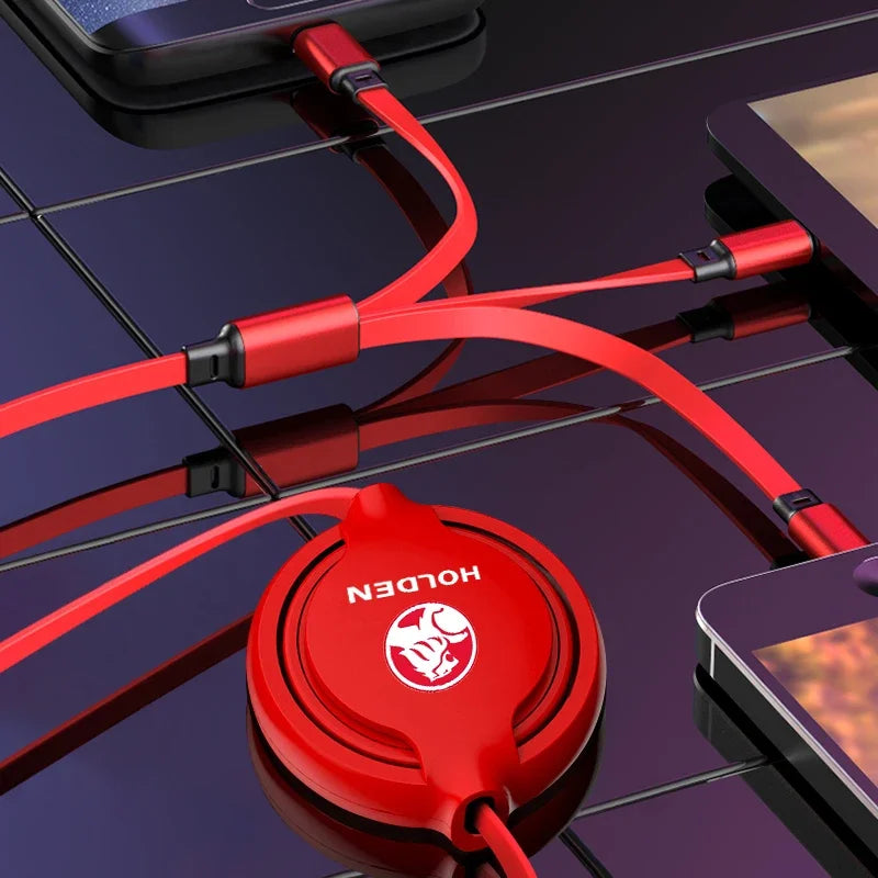 3-in-1 Charging Cable for Apple, Type-C, and Android  For Holden  Astra Commodore Cruze Caprice VZ VT VX VU VY Ve Colorado HSV