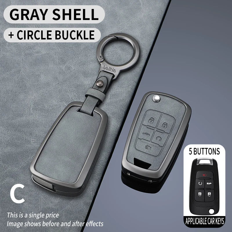 For Chevrolet Car Key Fob for Chevrolet Chevy Cruze Malibu Camaro Aveo Equinox Impala Sonic 3 4 5 Buttons Metal Key Case Cover