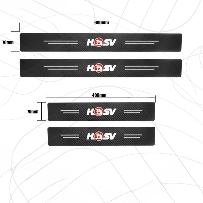 4/5pcs For Holden HSV Logo Barina Commodore Maloo Colorado Carbon Fiber Door Threshold Sill Strip Trim Decals Trunk Car Stickers