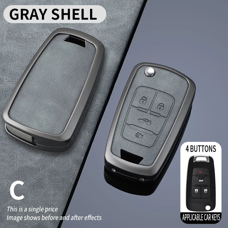 For Chevrolet Car Key Fob for Chevrolet Chevy Cruze Malibu Camaro Aveo Equinox Impala Sonic 3 4 5 Buttons Metal Key Case Cover