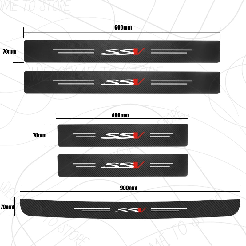 4/5pcs For Holden SS SSV SRI SRIV Logo Clubsport Commodore Carbon Fiber Door Threshold Sill Strip Trim Decals Trunk Car Stickers