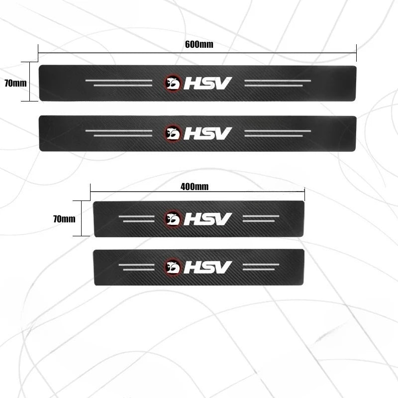 4/5pcs For Holden HSV Logo Barina Commodore Maloo Colorado Carbon Fiber Door Threshold Sill Strip Trim Decals Trunk Car Stickers