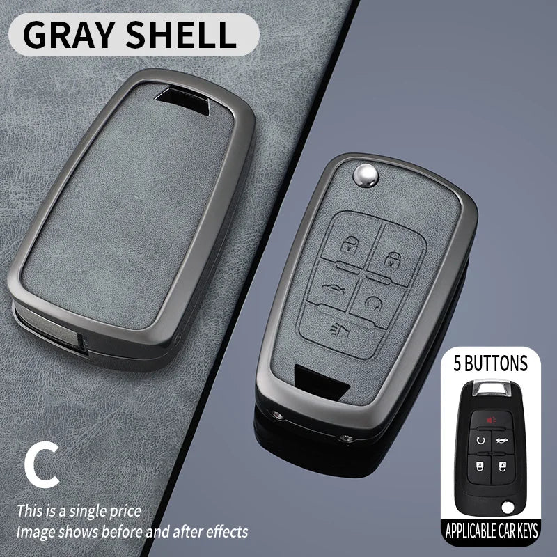 For Chevrolet Car Key Fob for Chevrolet Chevy Cruze Malibu Camaro Aveo Equinox Impala Sonic 3 4 5 Buttons Metal Key Case Cover