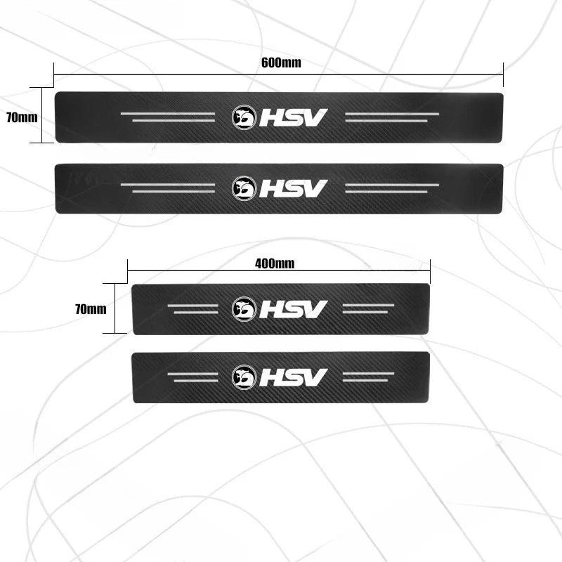 4/5pcs For Holden HSV Logo Barina Commodore Maloo Colorado Carbon Fiber Door Threshold Sill Strip Trim Decals Trunk Car Stickers