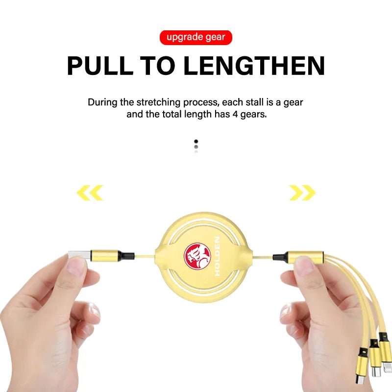 3-in-1 Charging Cable for Apple, Type-C, and Android  For Holden  Astra Commodore Cruze Caprice VZ VT VX VU VY Ve Colorado HSV