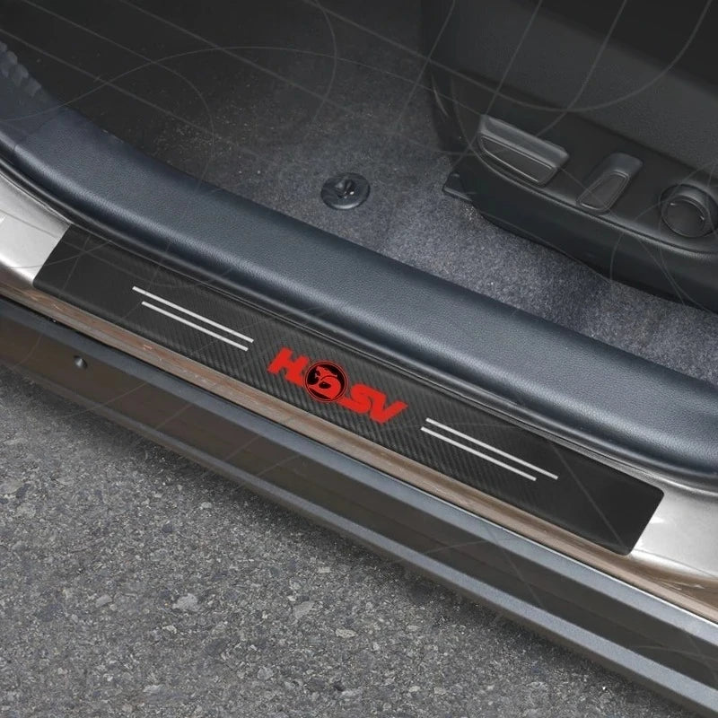 4/5pcs For Holden HSV Logo Barina Commodore Maloo Colorado Carbon Fiber Door Threshold Sill Strip Trim Decals Trunk Car Stickers