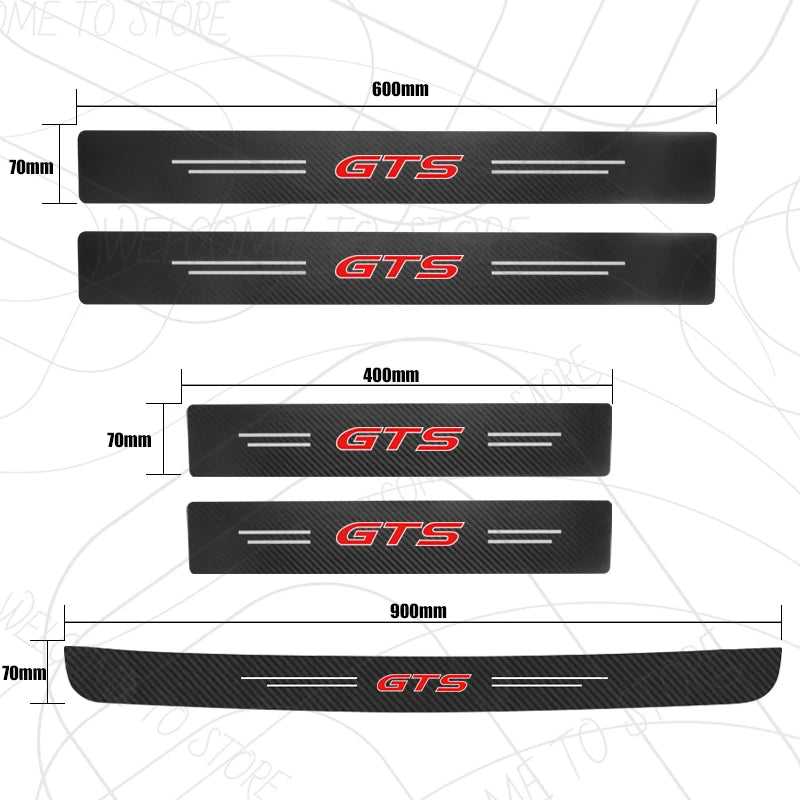 4/5pcs For Holden GTS Gen-F GTO GTSR Logo Cruze Maloo R8 Carbon Fiber Door Threshold Sill Strip Trim Decals Trunk Car Stickers
