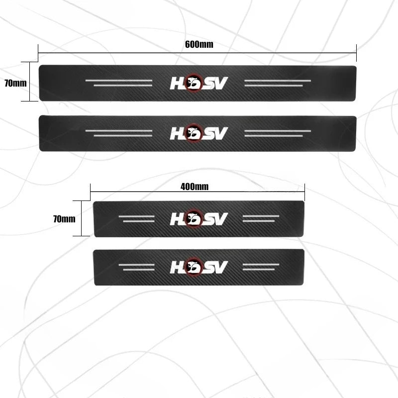 4/5pcs For Holden HSV Logo Barina Commodore Maloo Colorado Carbon Fiber Door Threshold Sill Strip Trim Decals Trunk Car Stickers